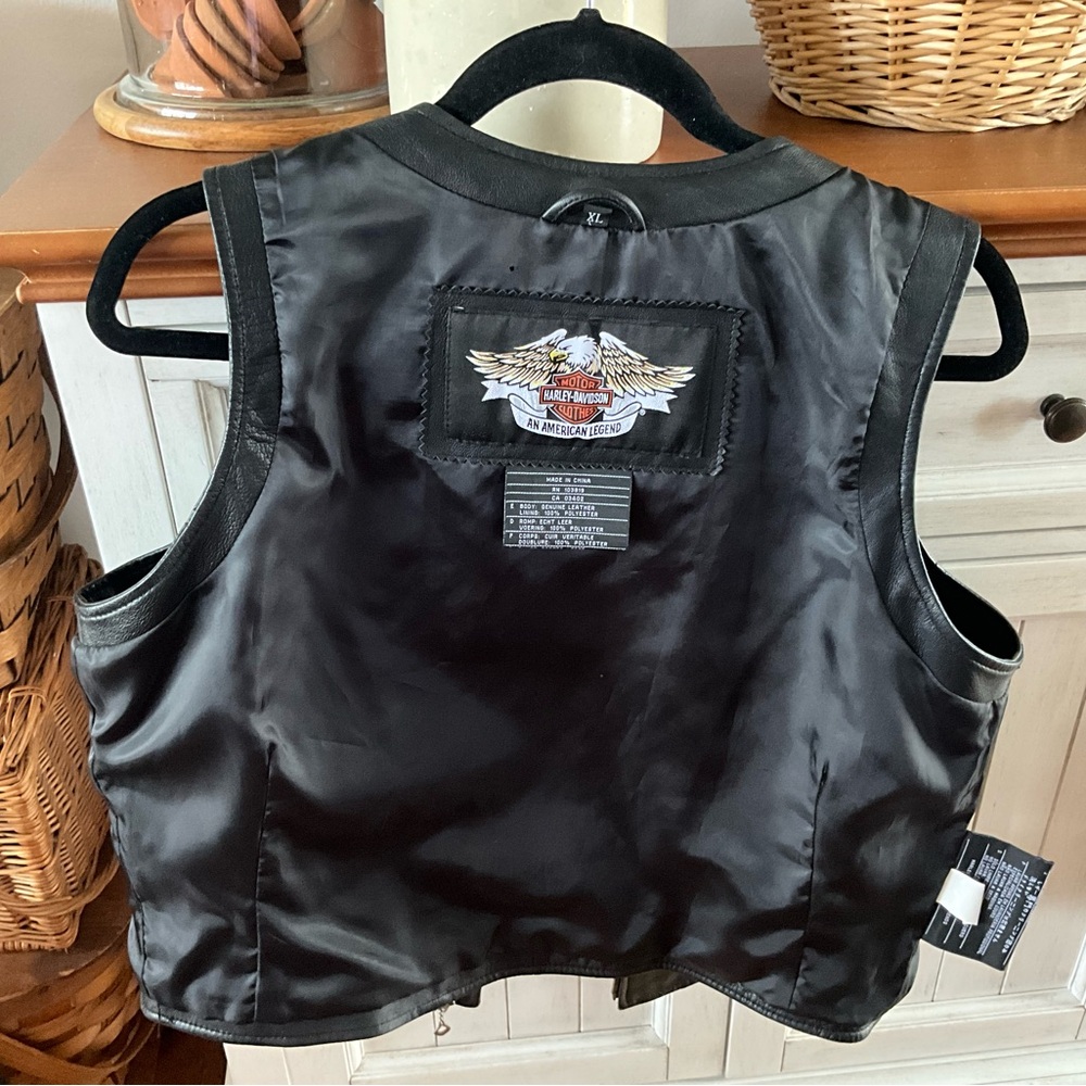 Harley-Davidson Black Leather Biker Vest Womens XL - Picture 10 of 10